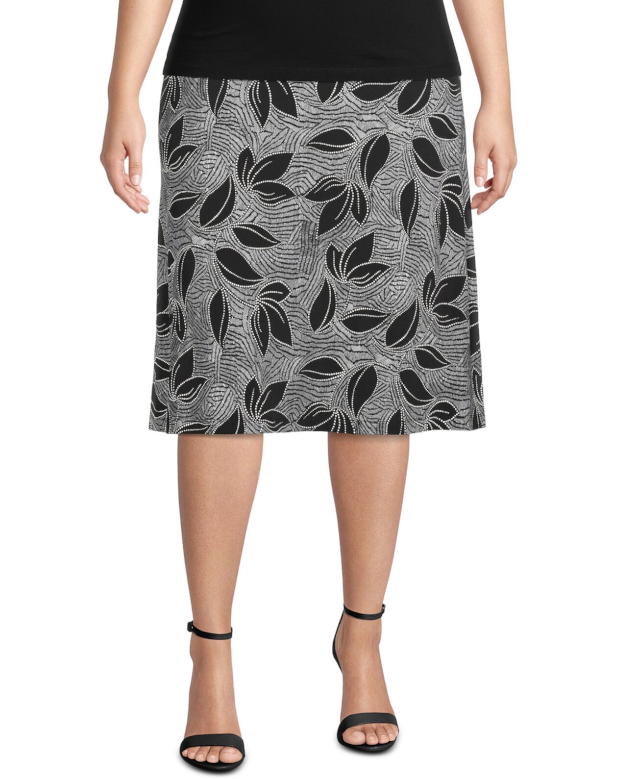 Plus Size Tropical-Print Skirt Kasper