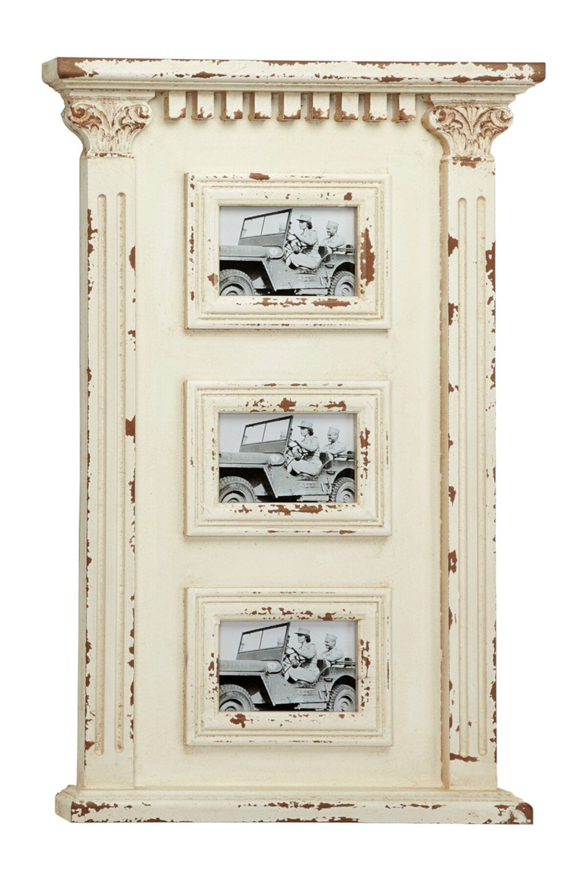 Антикварная белая деревянная стена для фотоколлажей D cor с 3 рамками для картин - 16,5 "x 27,5" Willow Row
