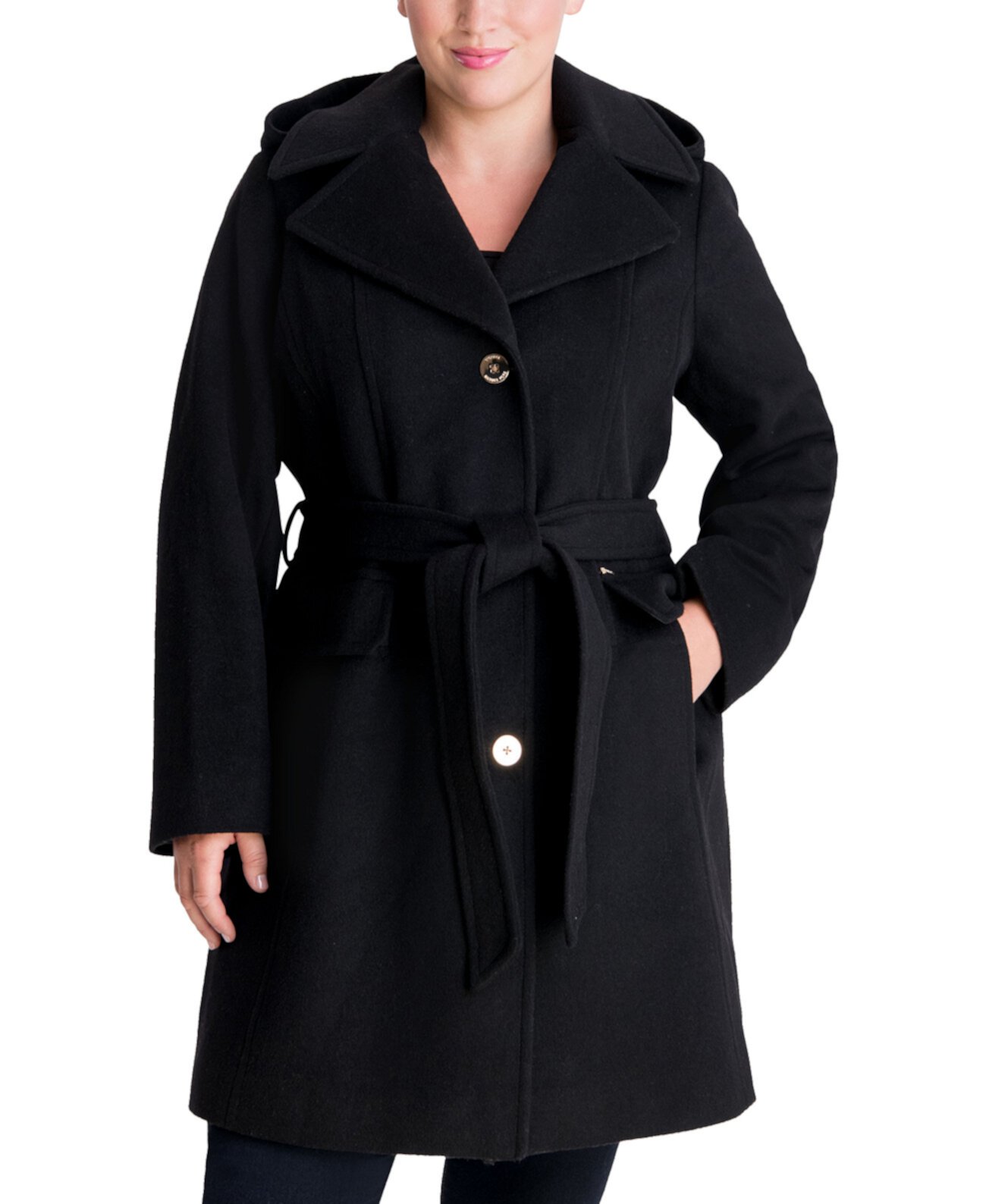 Пальто большого размера с запахом и поясом с капюшоном, созданное для Macy's Michael Kors