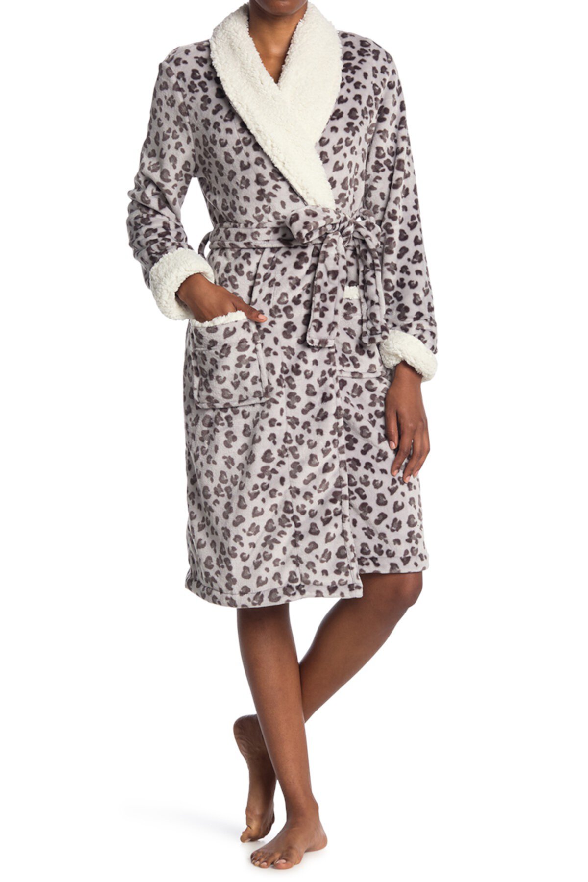 FUR lined mid length robe Shimera