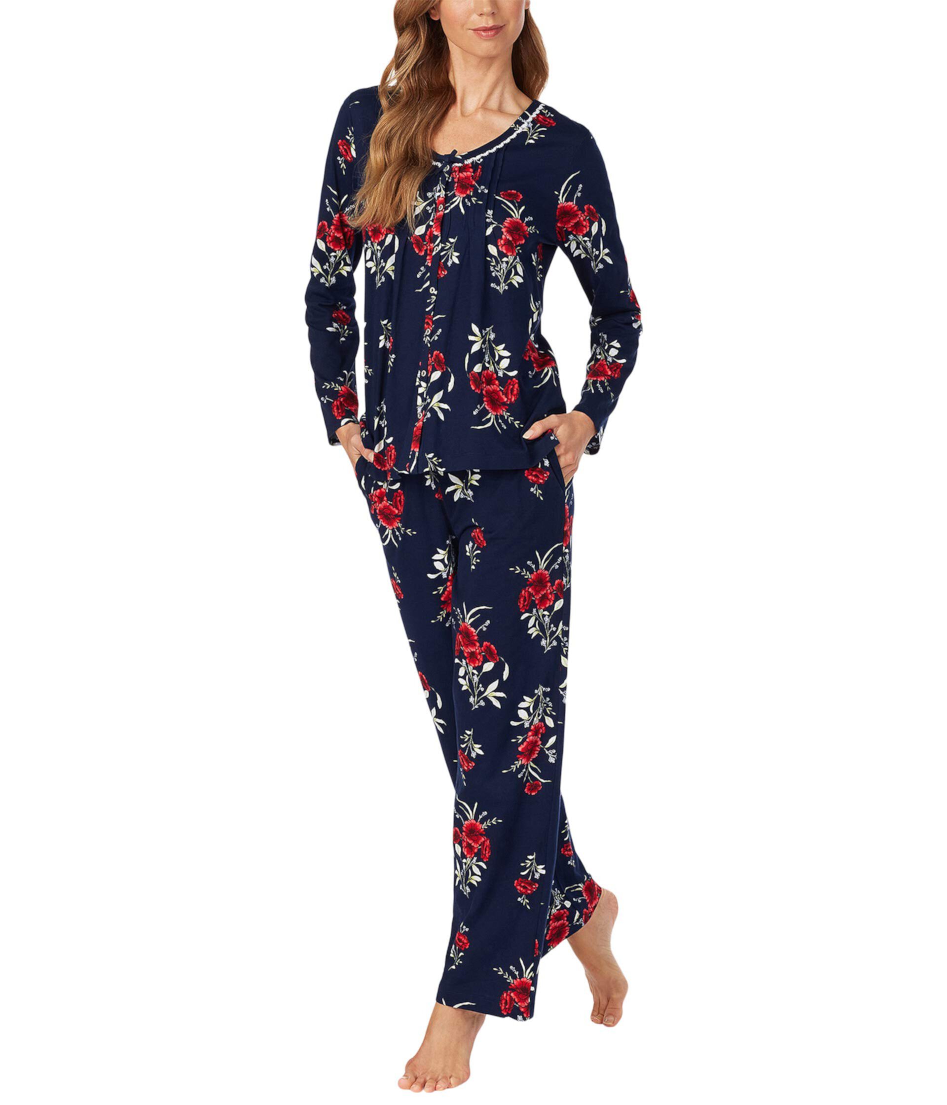 Soft Jersey Long Sleeve Pajama Set Carole Hochman