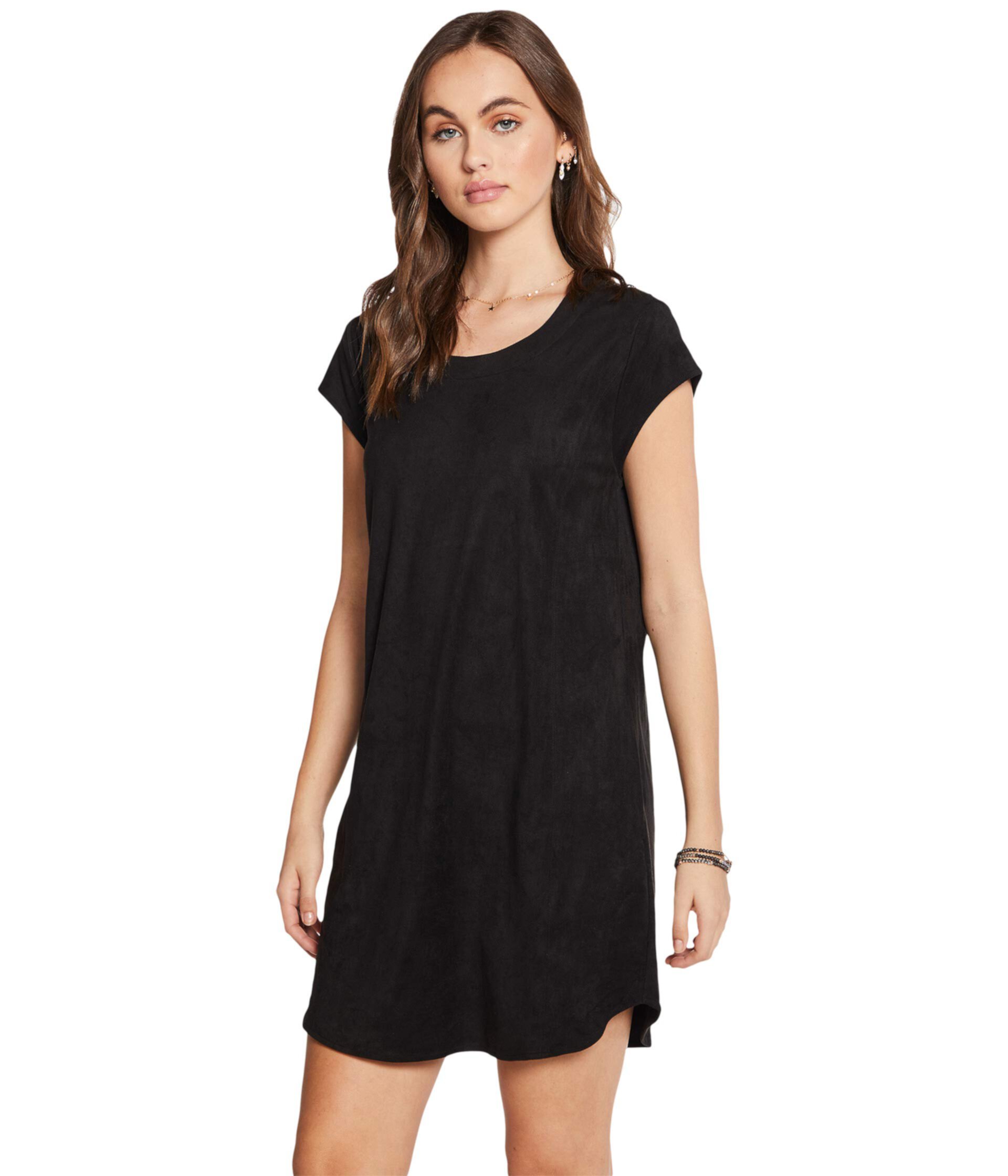 Stretch Faux Suede Cap Sleeve Shift Dress Chaser