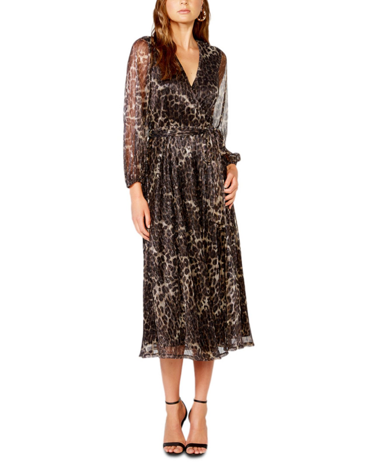 Шифоновое платье со складками и леопардовым принтом Bardot
