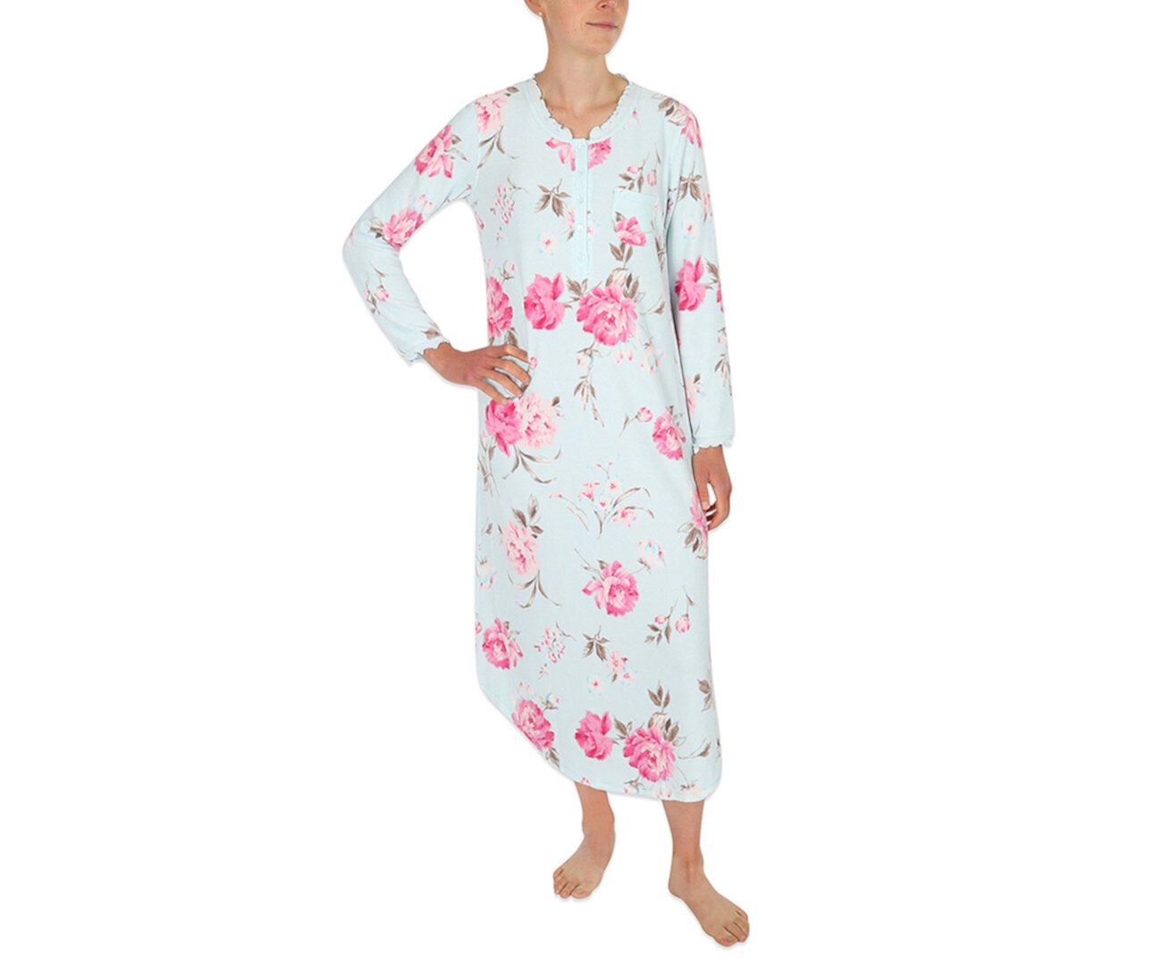 Printed Brushed Waffle Long Nightgown Miss Elaine