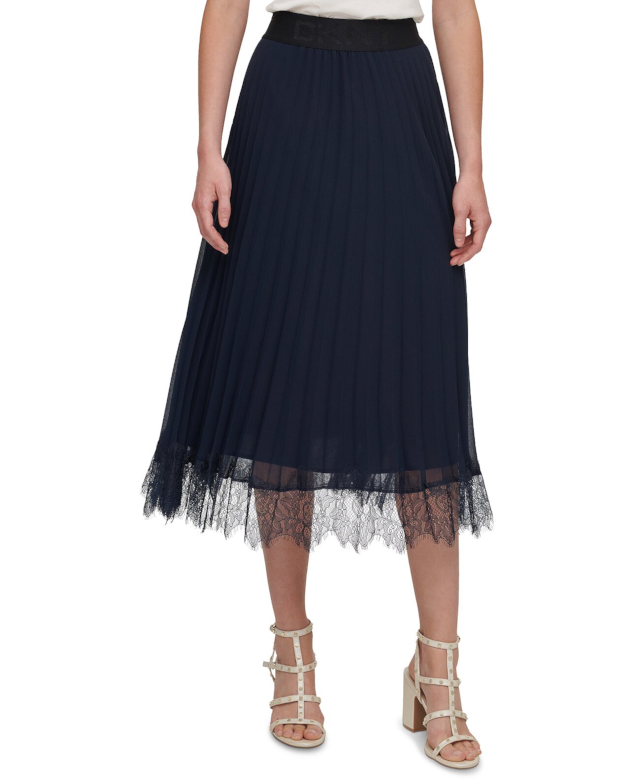 Pleated Lace-Trim Skirt DKNY