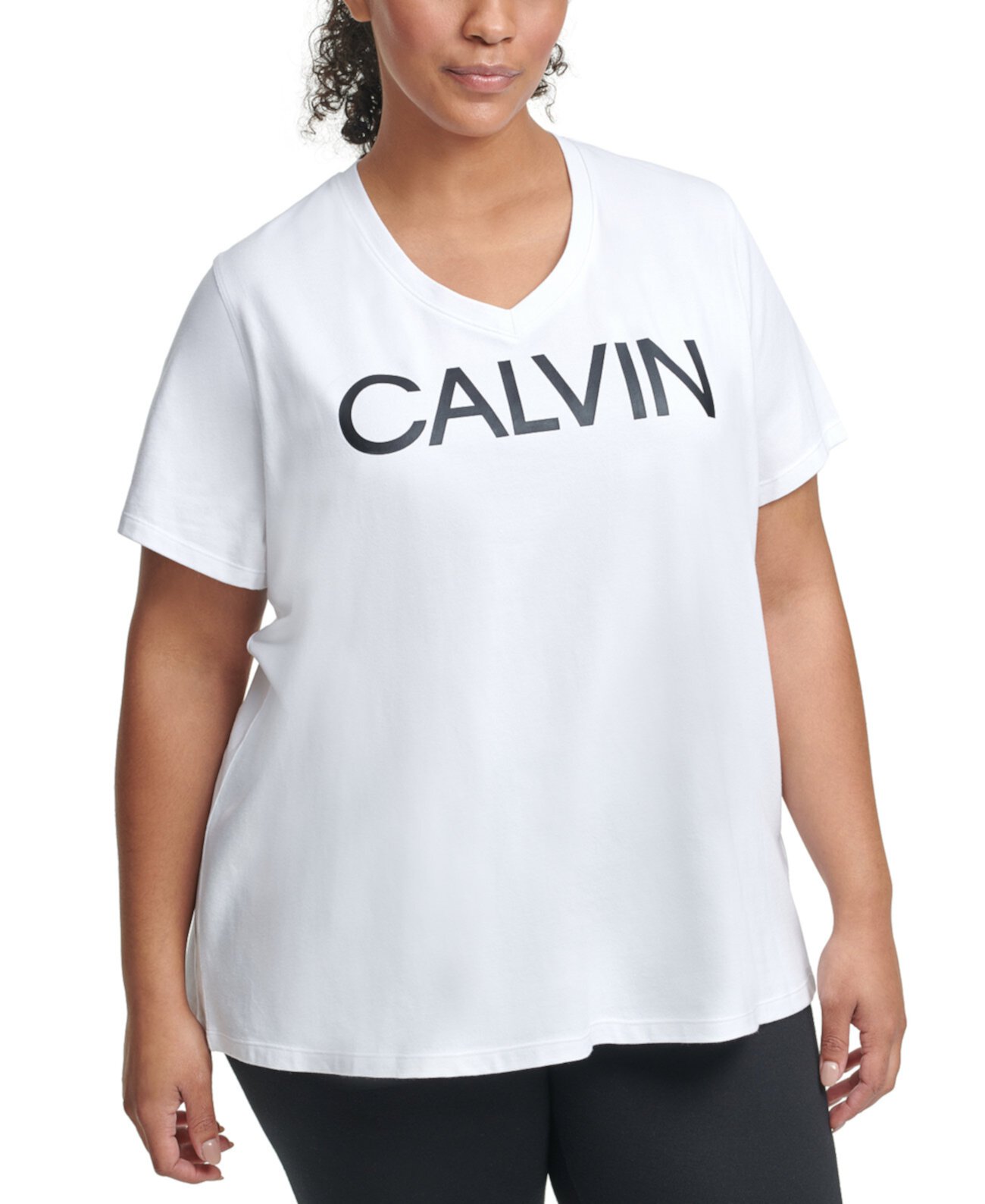 Топ больших размеров с v-образным вырезом и логотипом Calvin Klein