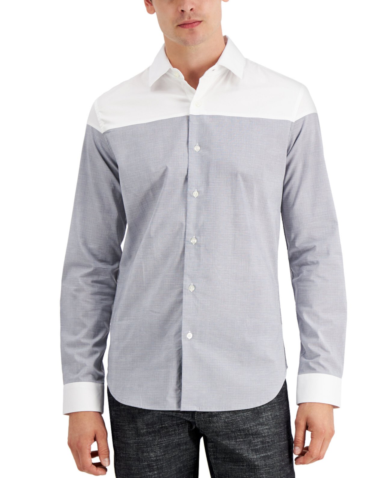 Мужская рубашка в мелкую клетку с кроем и пошивом, созданная для Macy's DKNY