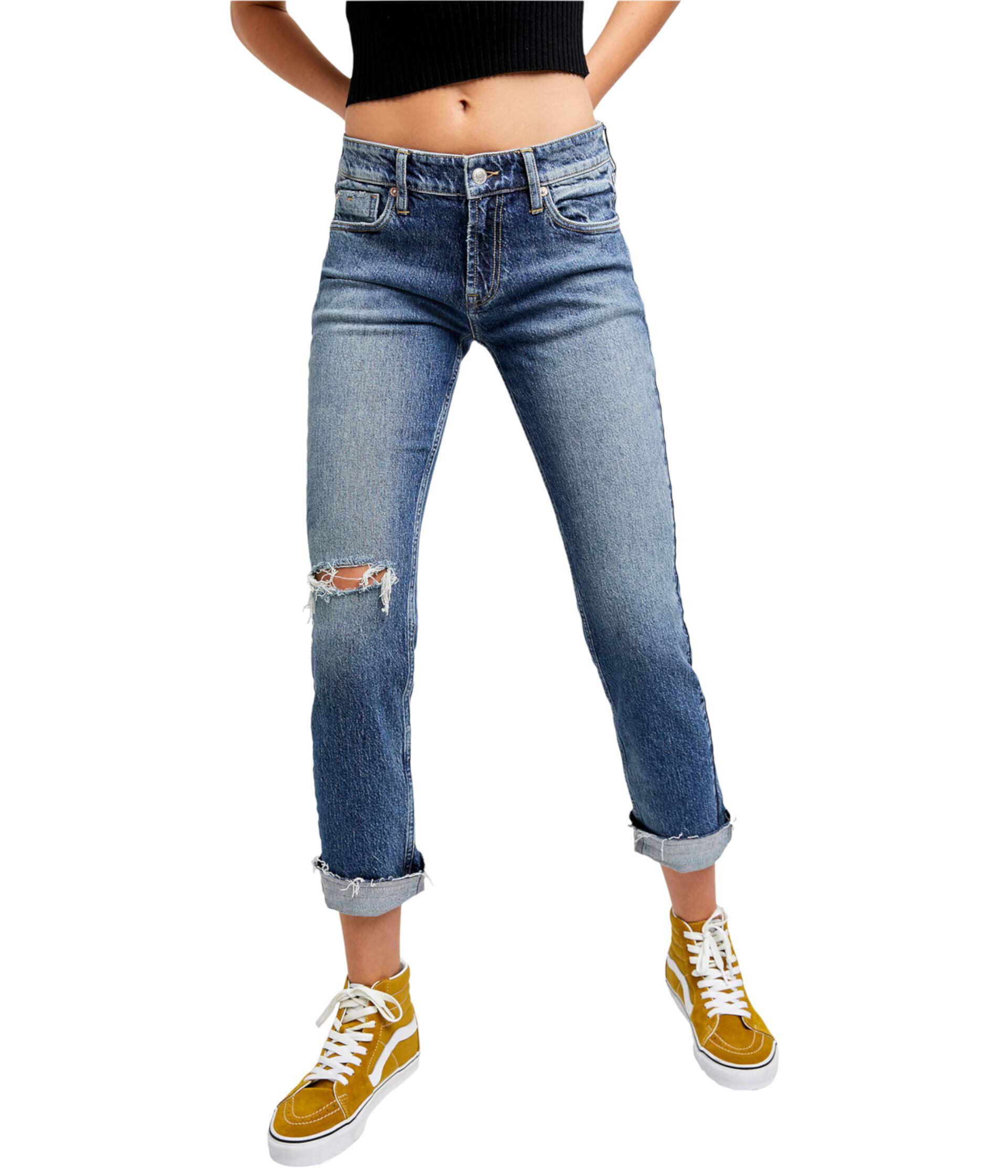 Узкие джинсы-бойфренды с манжетами Free People