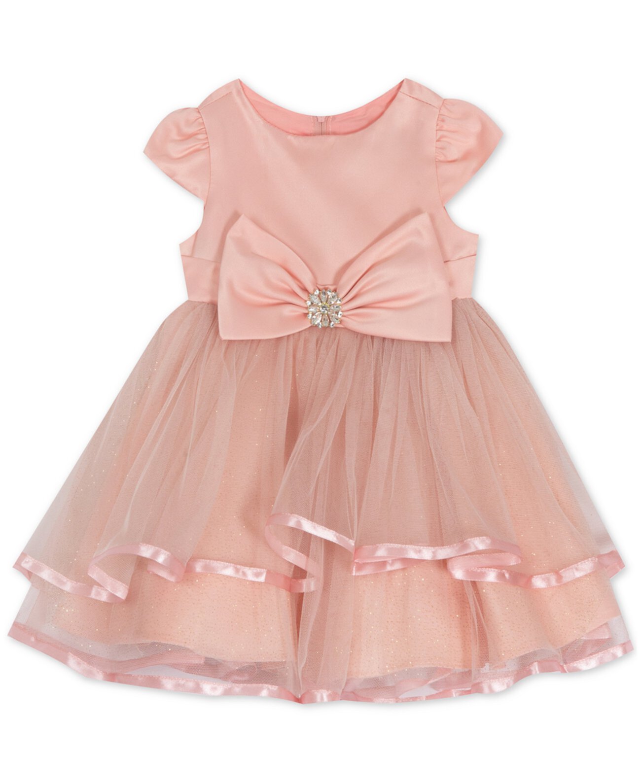 Атласное сетчатое платье с короткими рукавами для маленьких девочек Rare Editions