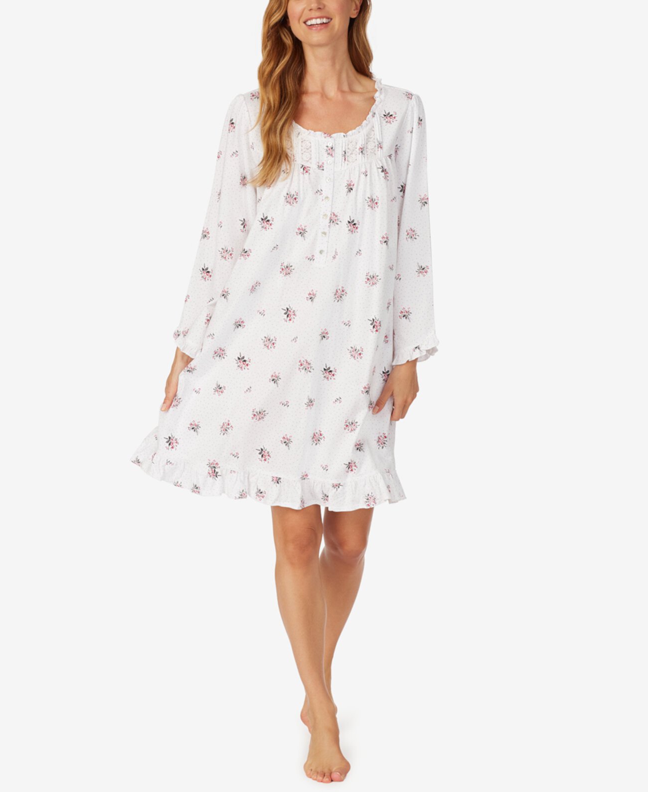 Floral-Print Cotton Jersey Nightgown Eileen West