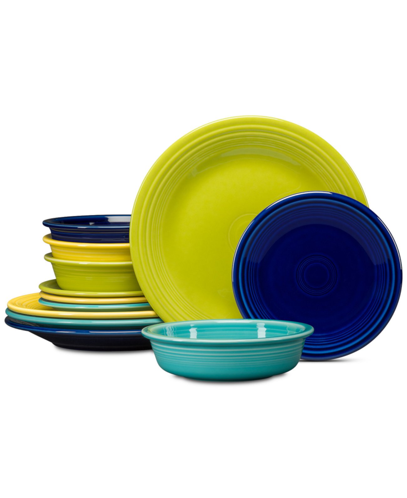 Cool Colors 12 шт. Набор столовой посуды классический, сервиз на 4 персоны FIESTA