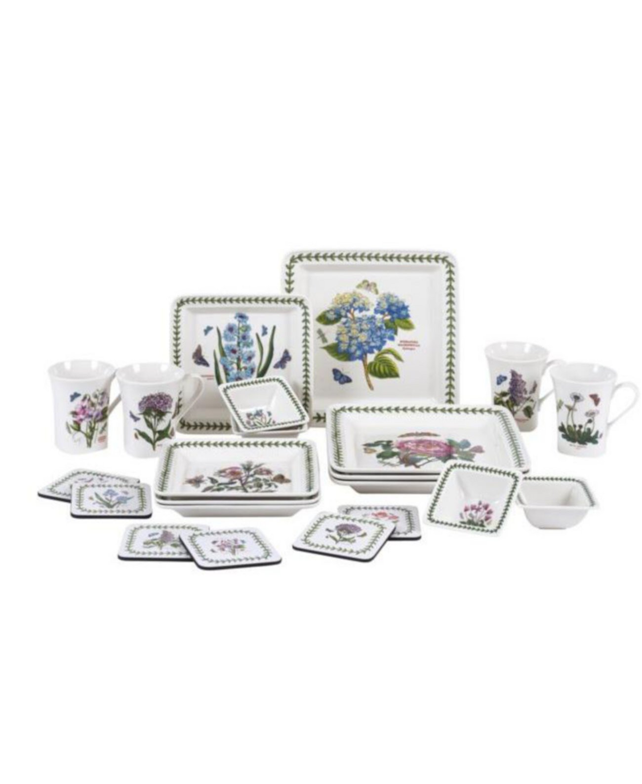 Набор квадратной посуды Botanic Garden из 22 предметов, созданный для Macy's Portmeirion