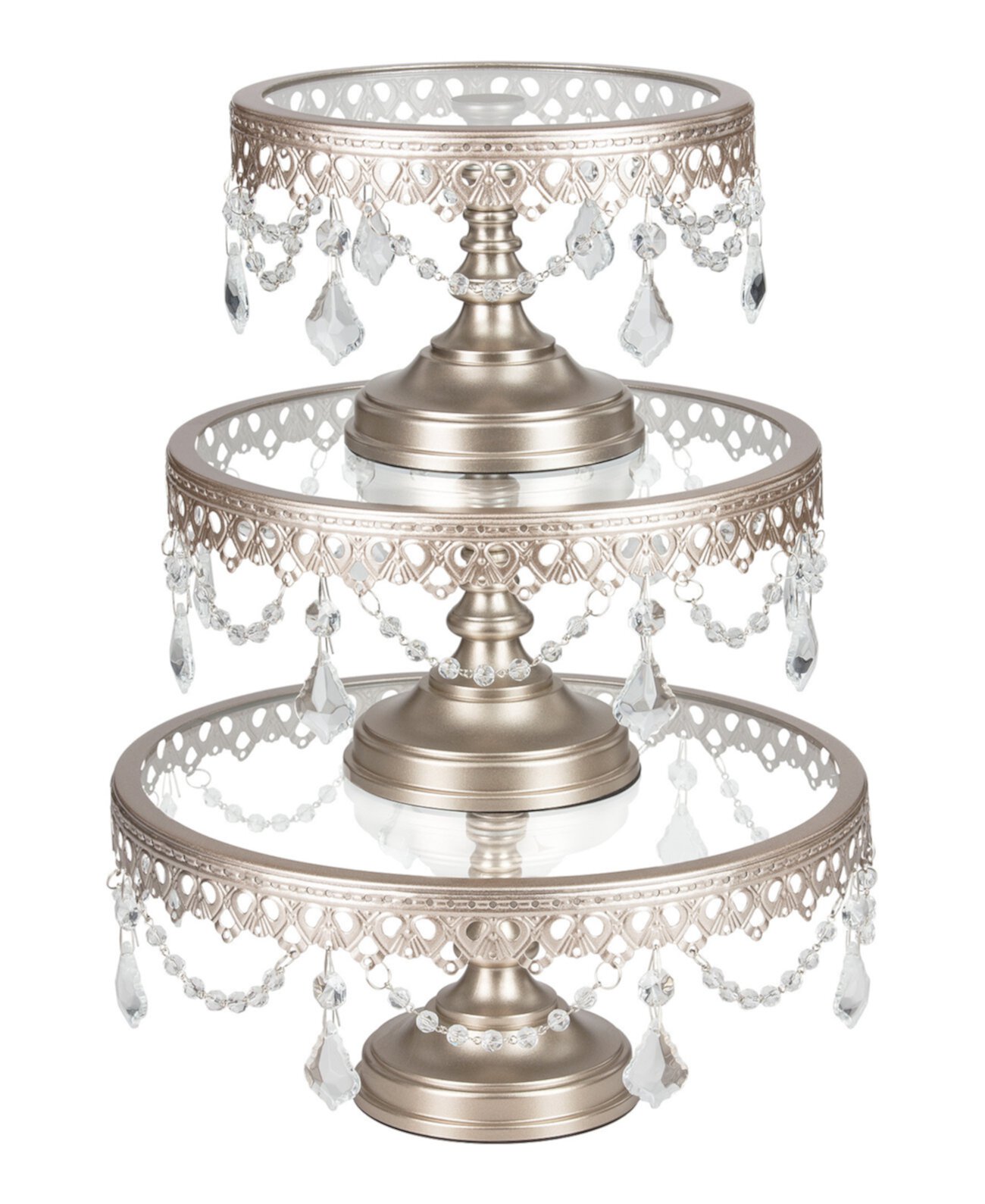 Подставка для торта Victoria, украшенная кристаллами, со стеклянными тарелками, набор из 3 шт. Amalfi