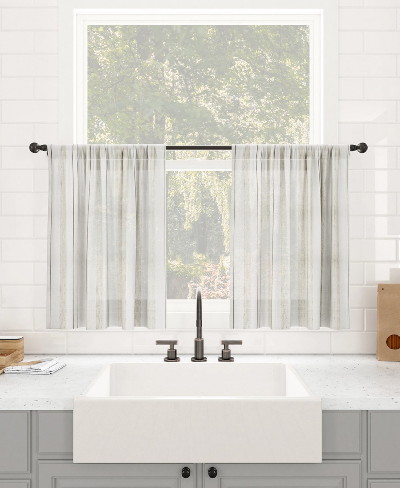 Пылезащитная прозрачная занавеска для кафе в стиле ретро в полоску, 50 "x 36" Clean Window