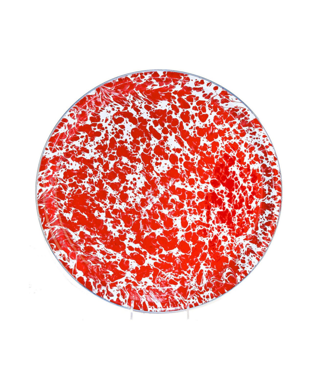 Коллекция эмалированной посуды Red Swirl Поднос для сервировки 20 дюймов Golden Rabbit