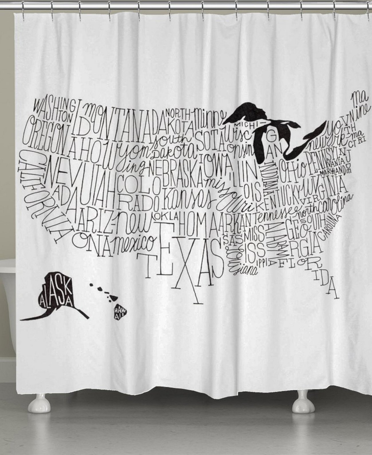Занавеска для душа с надписью на карте США Laural Home