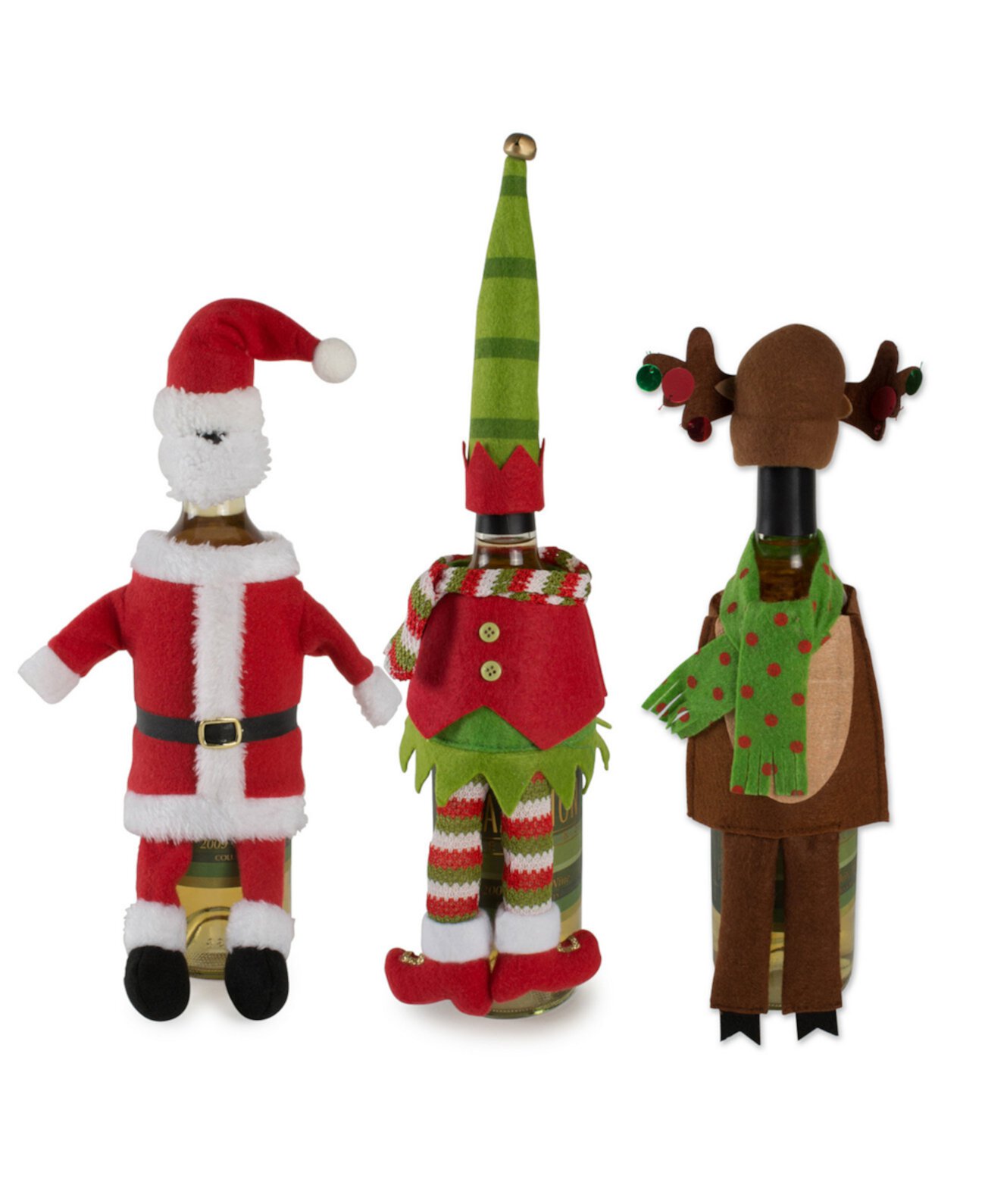 Набор костюмов для бутылок вина Санта-Клауса, оленей и эльфов Design Imports