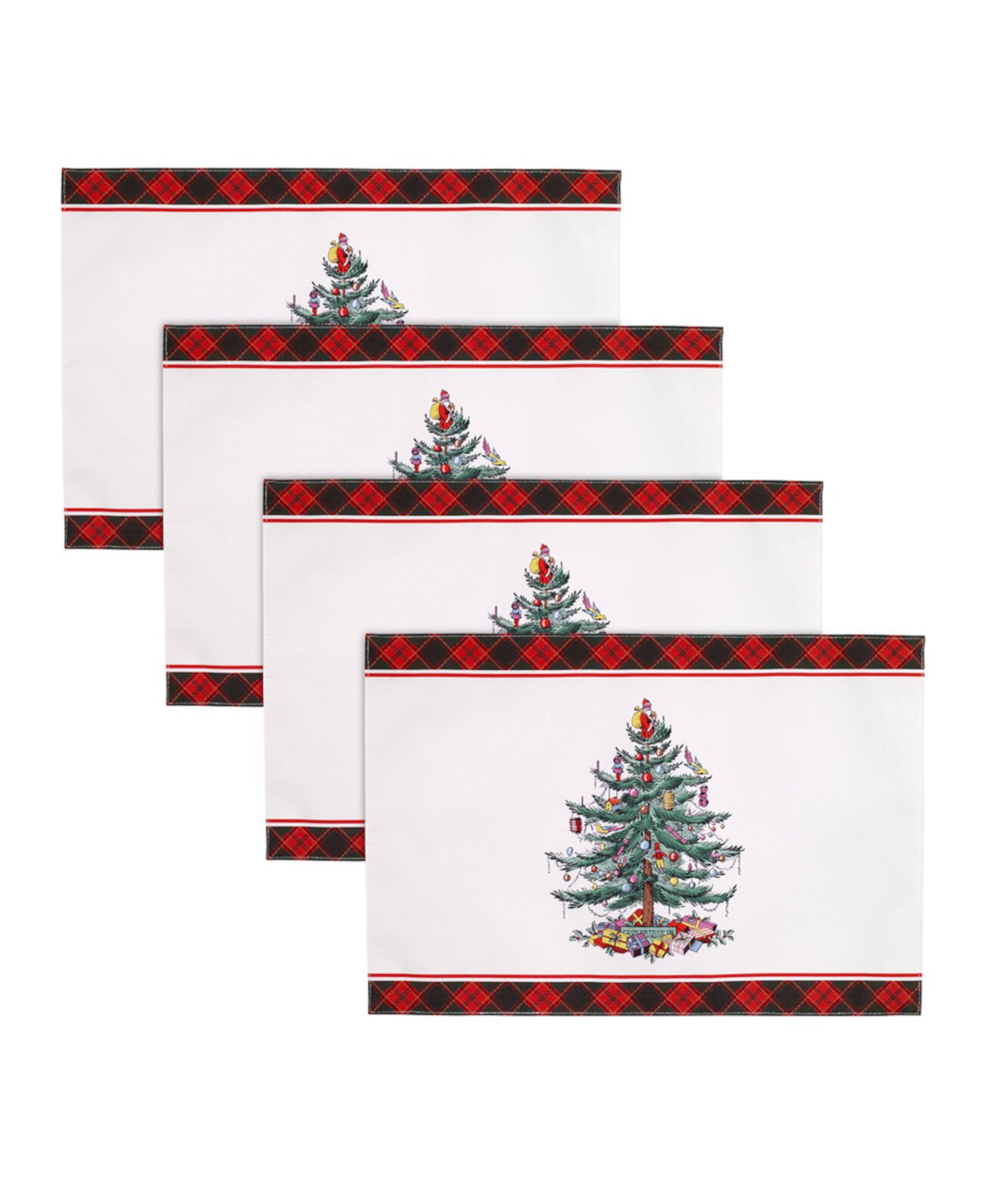 Разноцветные салфетки из 4 предметов в клетку Christmas Tree Tartan Spode