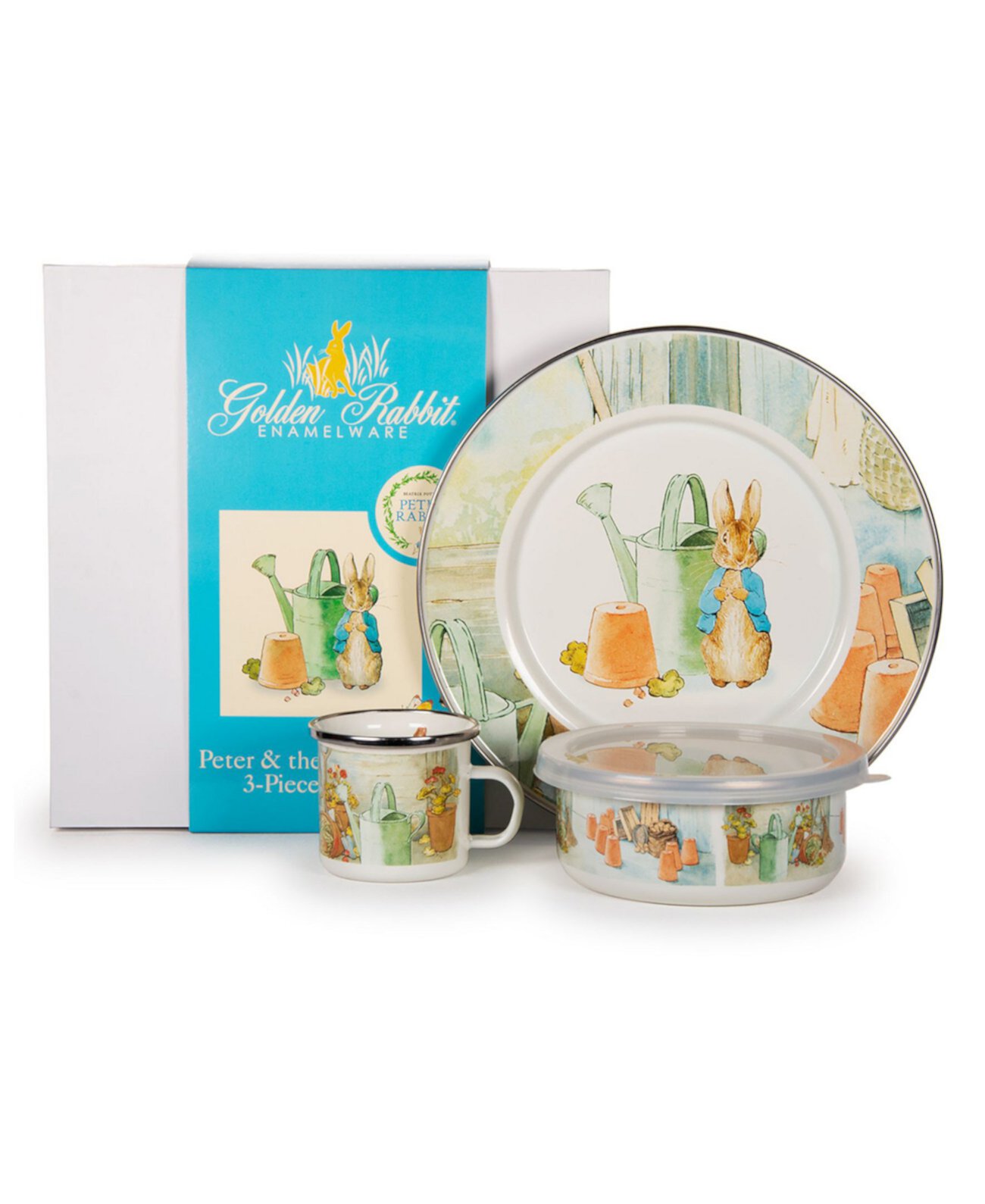 Питер и лейка Коллекция эмалированной посуды Детский обеденный набор из 3 предметов Golden Rabbit