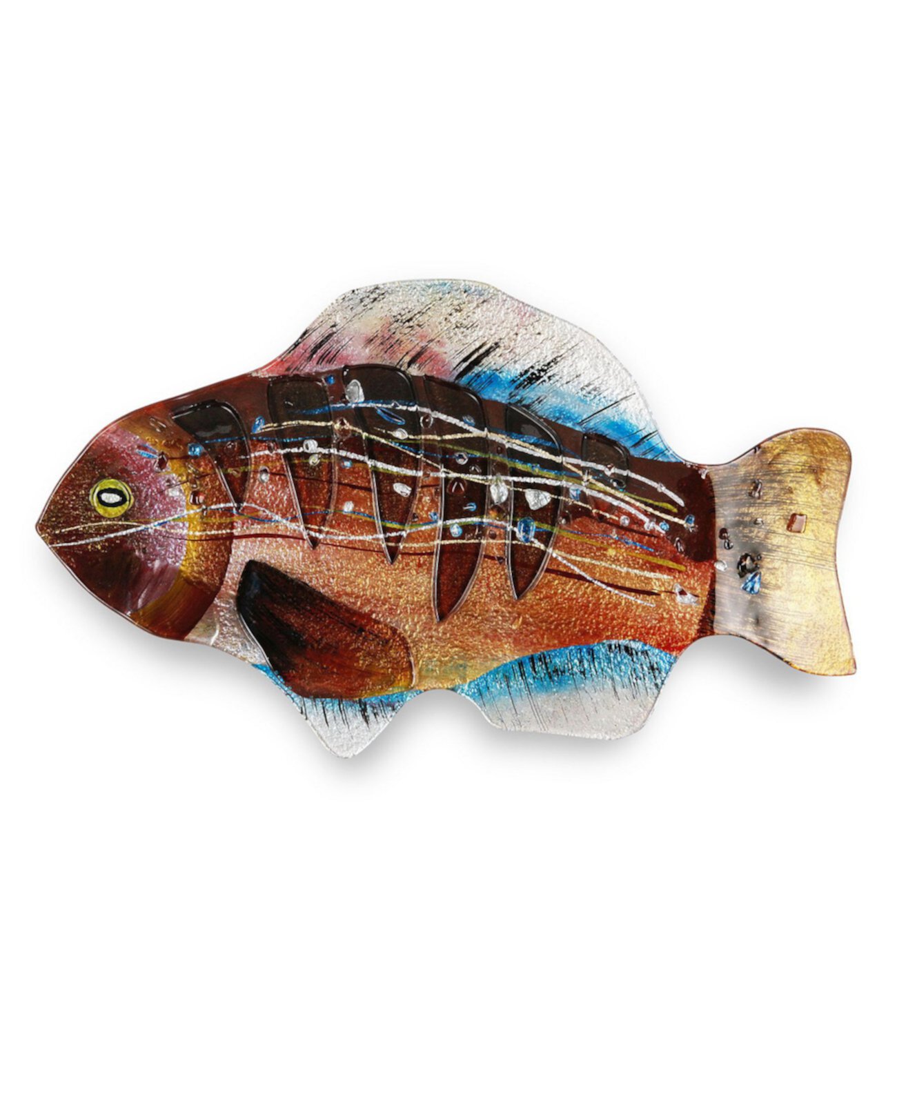 18-дюймовая тарелка для рыбы с коричневыми жабрами Jasmine Art Glass