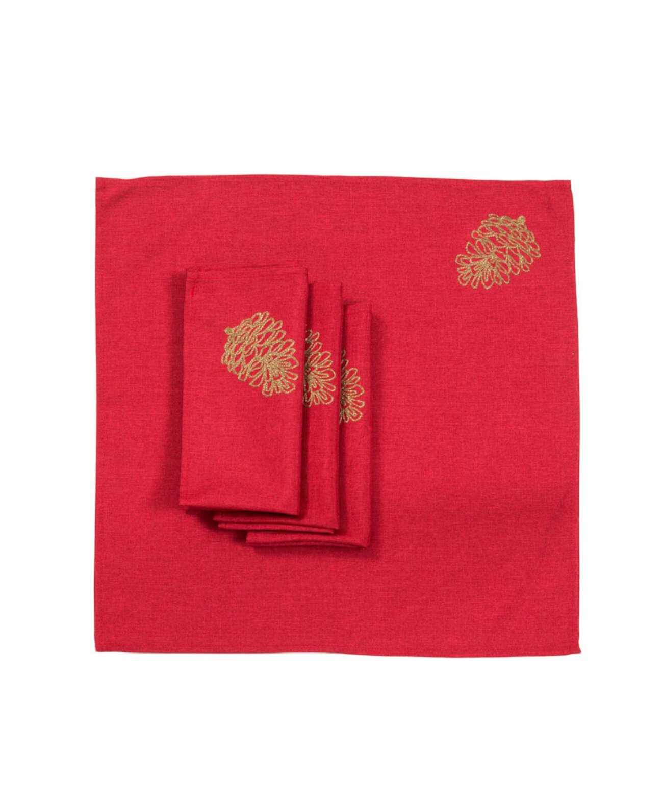 Салфетки с вышивкой "Рождественские ветки сосны" - набор из 4 шт. Manor Luxe