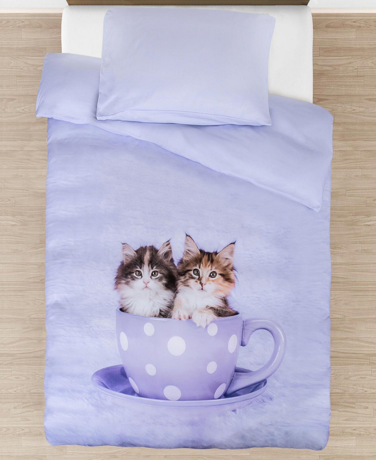 Одеяло Teakup Kitties со съемным чехлом Комплект постельного белья из 3 предметов для малышей Tadpoles