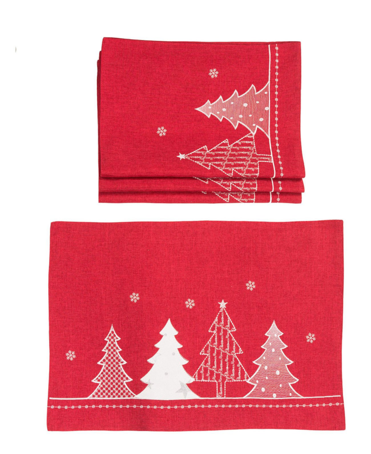Двухслойные салфетки с вышивкой "Прекрасная елка" - набор из 4 штук Manor Luxe