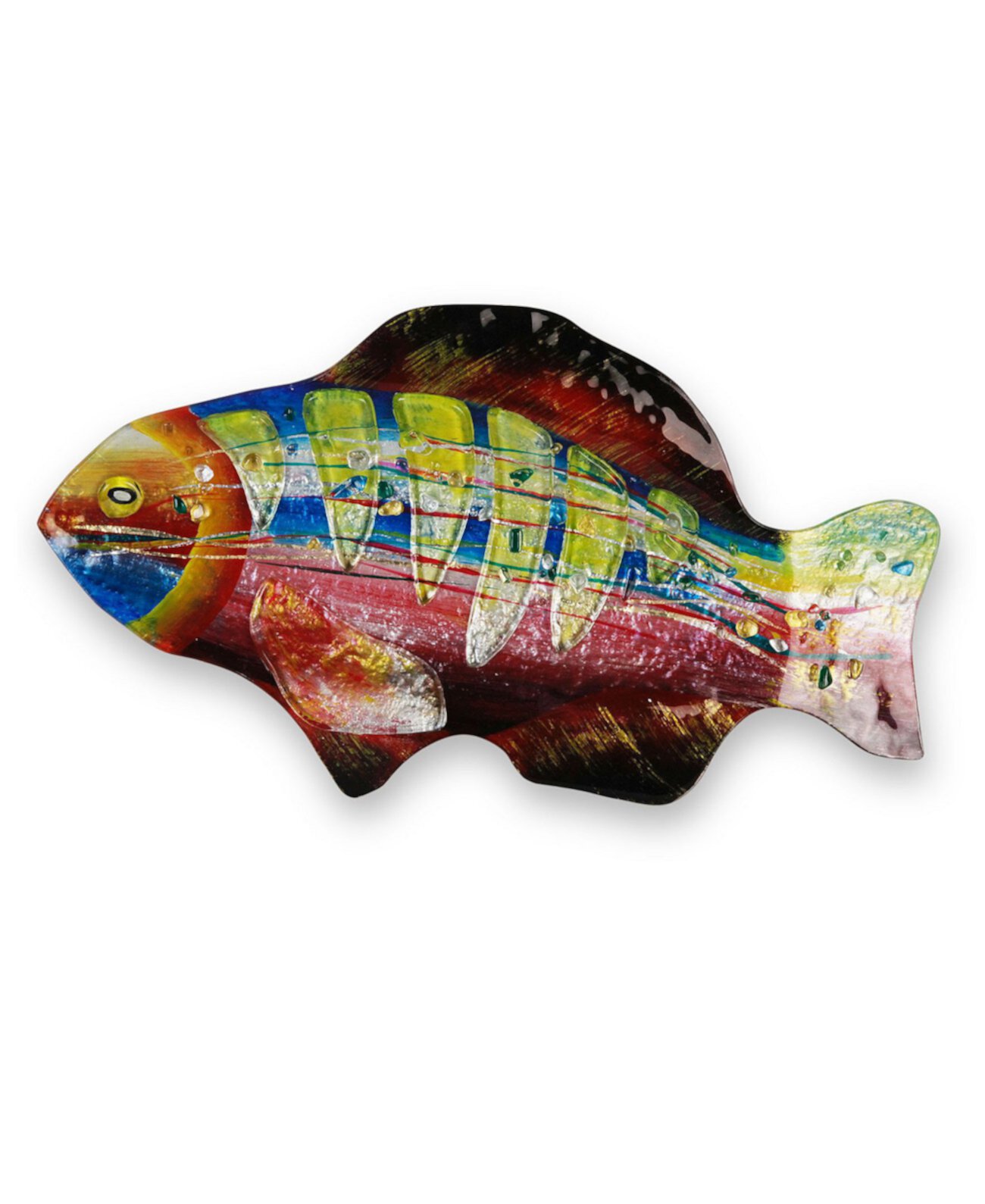 18-дюймовая тарелка для рыбы с лаймовыми жабрами Jasmine Art Glass