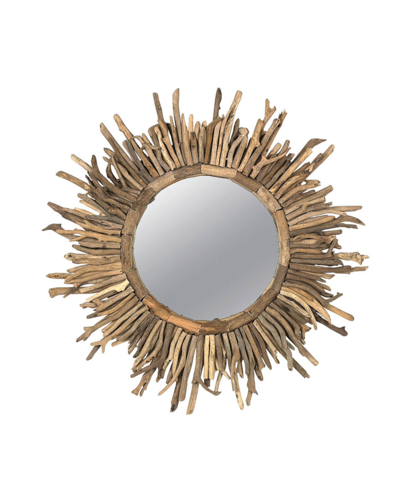 Настенное зеркало с солнечными лучами, круглое в раме из коряги, натуральное 3R Studio