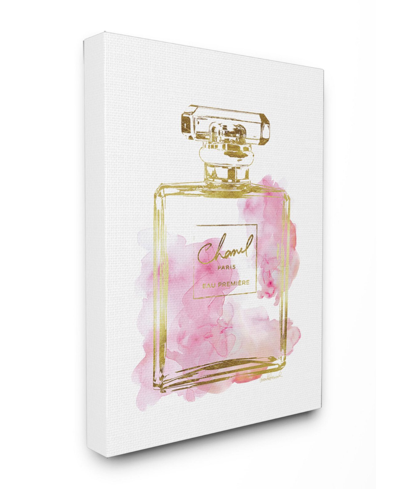 Гламурный флакон духов, золото, розовый, холст, настенное искусство, 16 "x 20" Stupell Industries