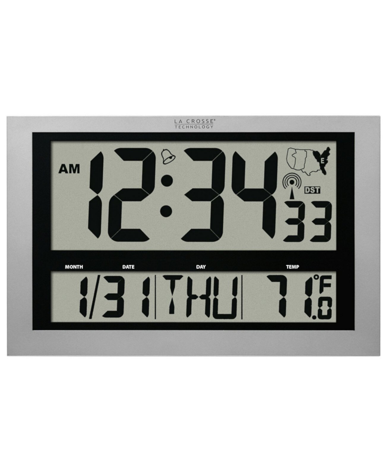 Цифровые настенные часы Jumbo Atomic с функцией измерения температуры в помещении La Crosse Technology