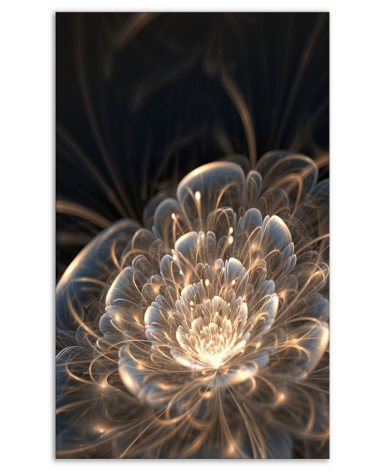 Designart Фрактальный цветок с золотыми лучами Цветочный художественный холст - 30 "X 40" Design Art