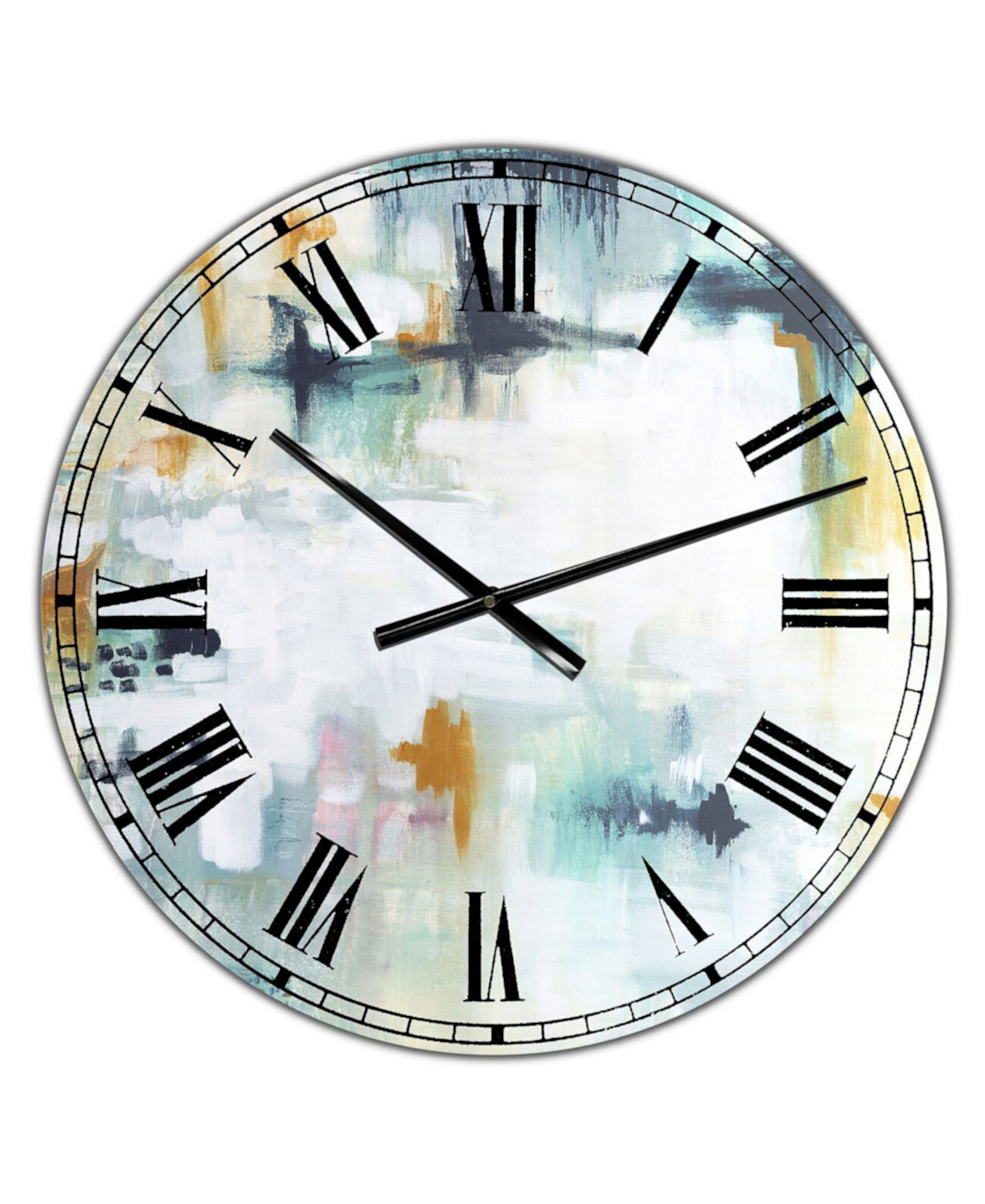 Большие современные настенные часы с бело-бирюзовой композицией - 36 "x 28" x 1 " Designart