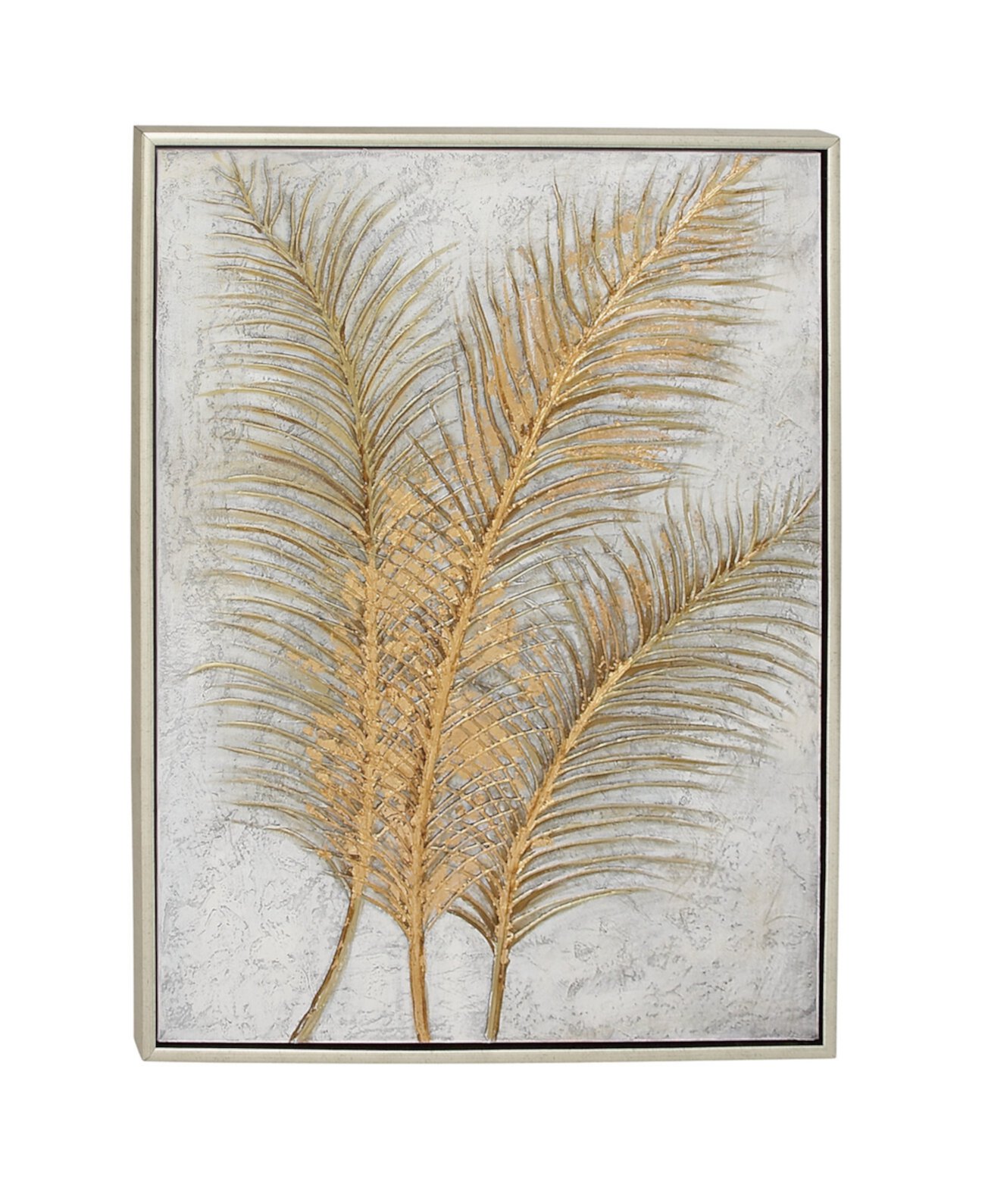 Гламурный стиль Металлические листья пальмовых листьев Акриловая живопись в прямоугольной металлической деревянной рамке CosmoLiving