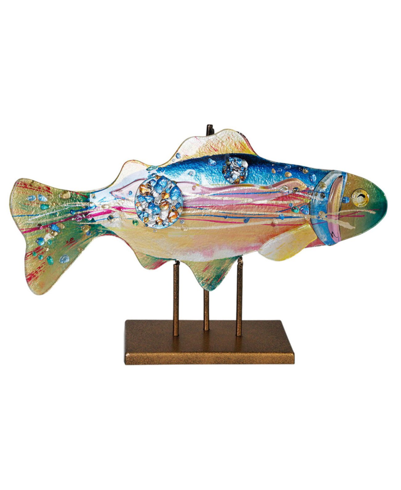 18-дюймовая рыба с подставкой с золотым поцелуем Jasmine Art Glass