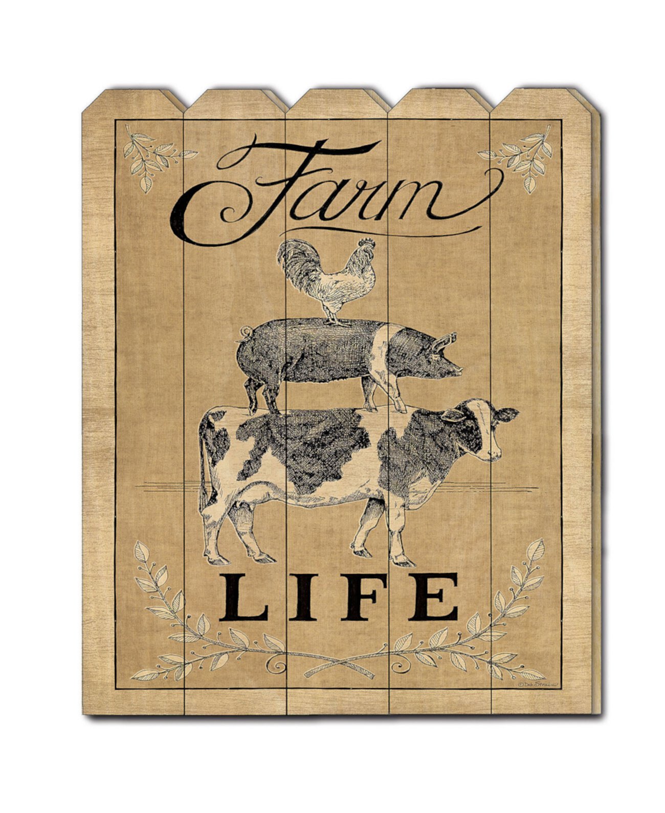 «Фермерская жизнь» Деб Стрейн, настенные рисунки с принтом на деревянном заборе, 16 "x 20" Trendy Décor 4U