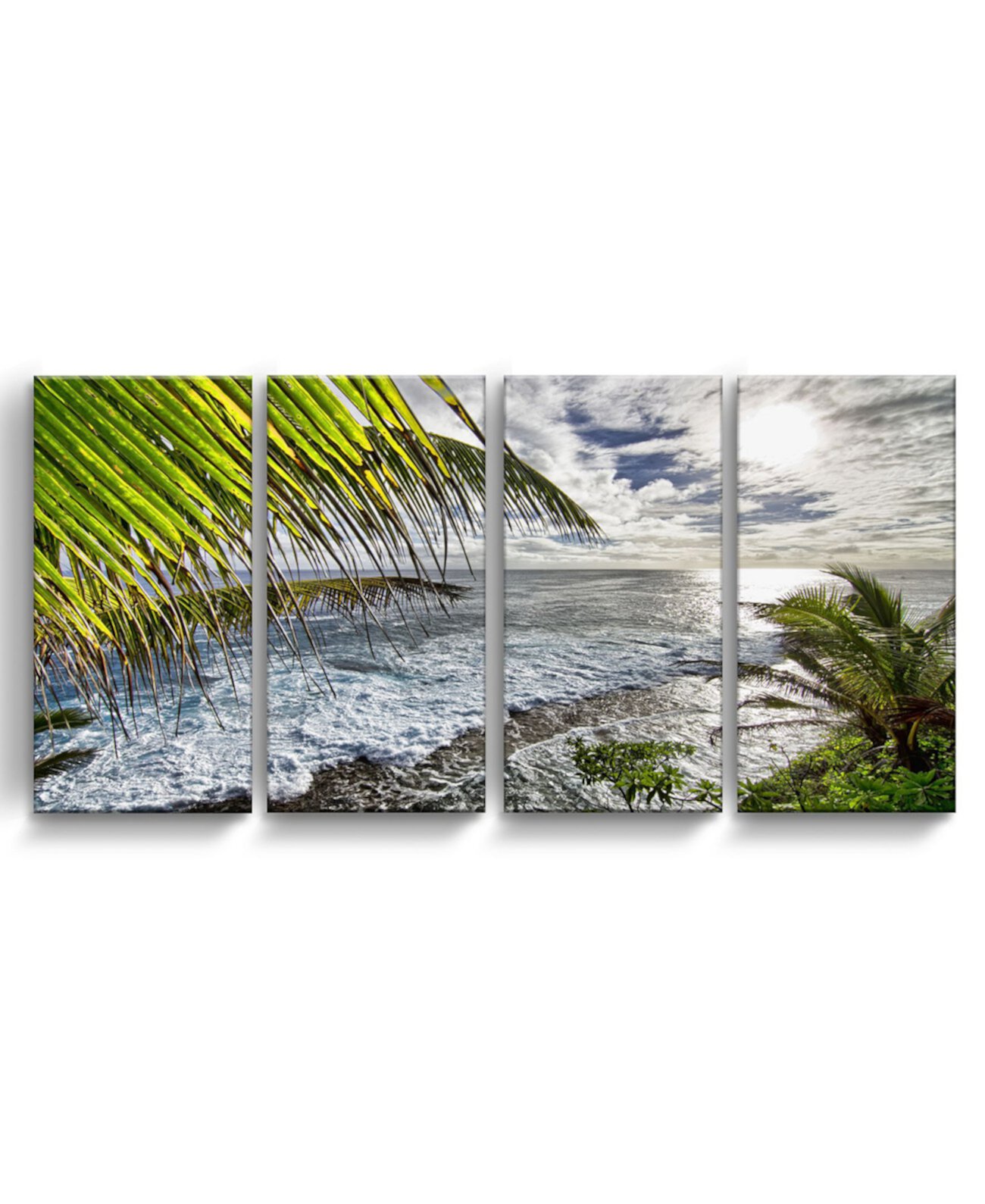 Набор для рисования на прибрежных стенах из 4-х частей на холсте Palms View, 24 "x 48" Ready2HangArt