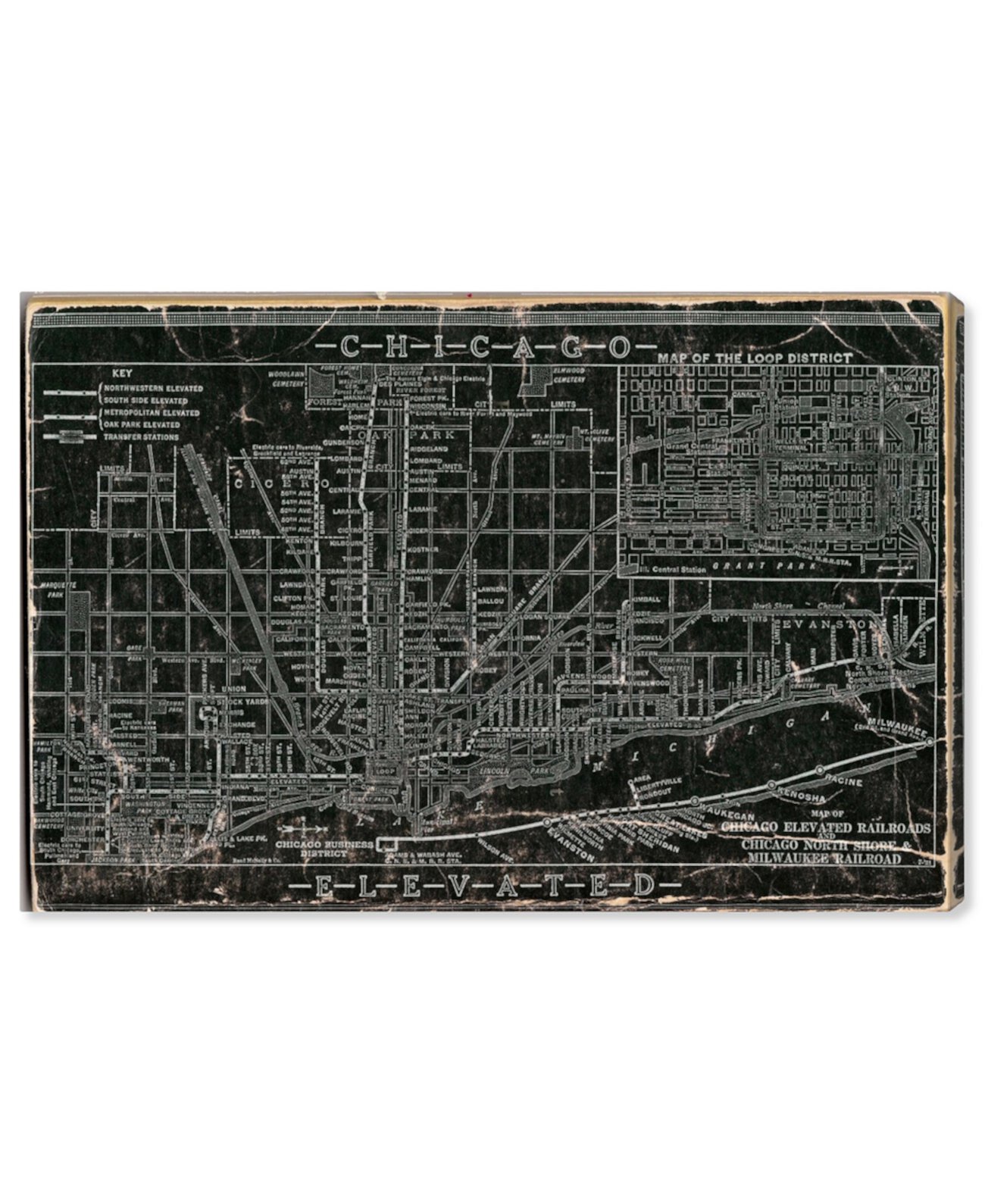 Холст с изображением железной дороги Чикаго, 24 x 16 дюймов Oliver Gal