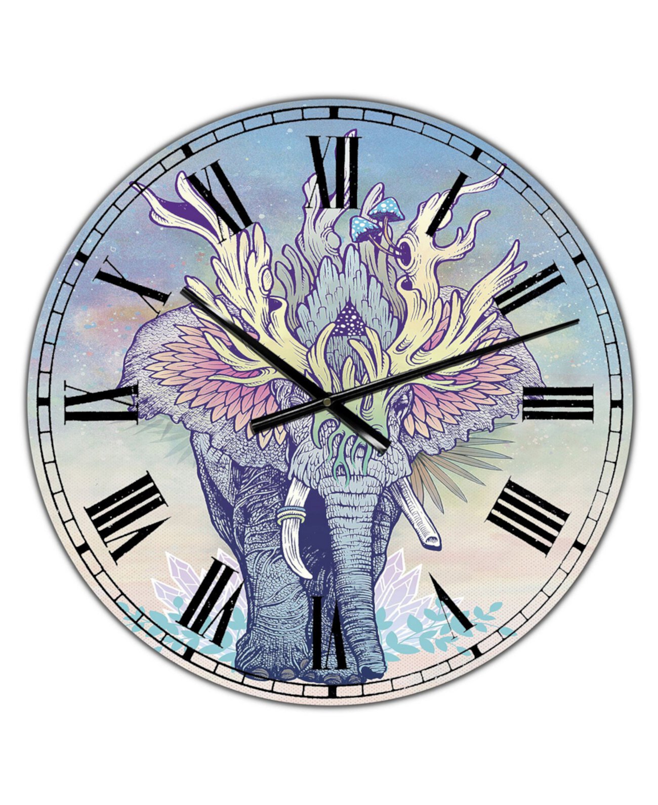 Большие современные настенные часы Spirit Elephant - 36 "x 28" x 1 " Designart