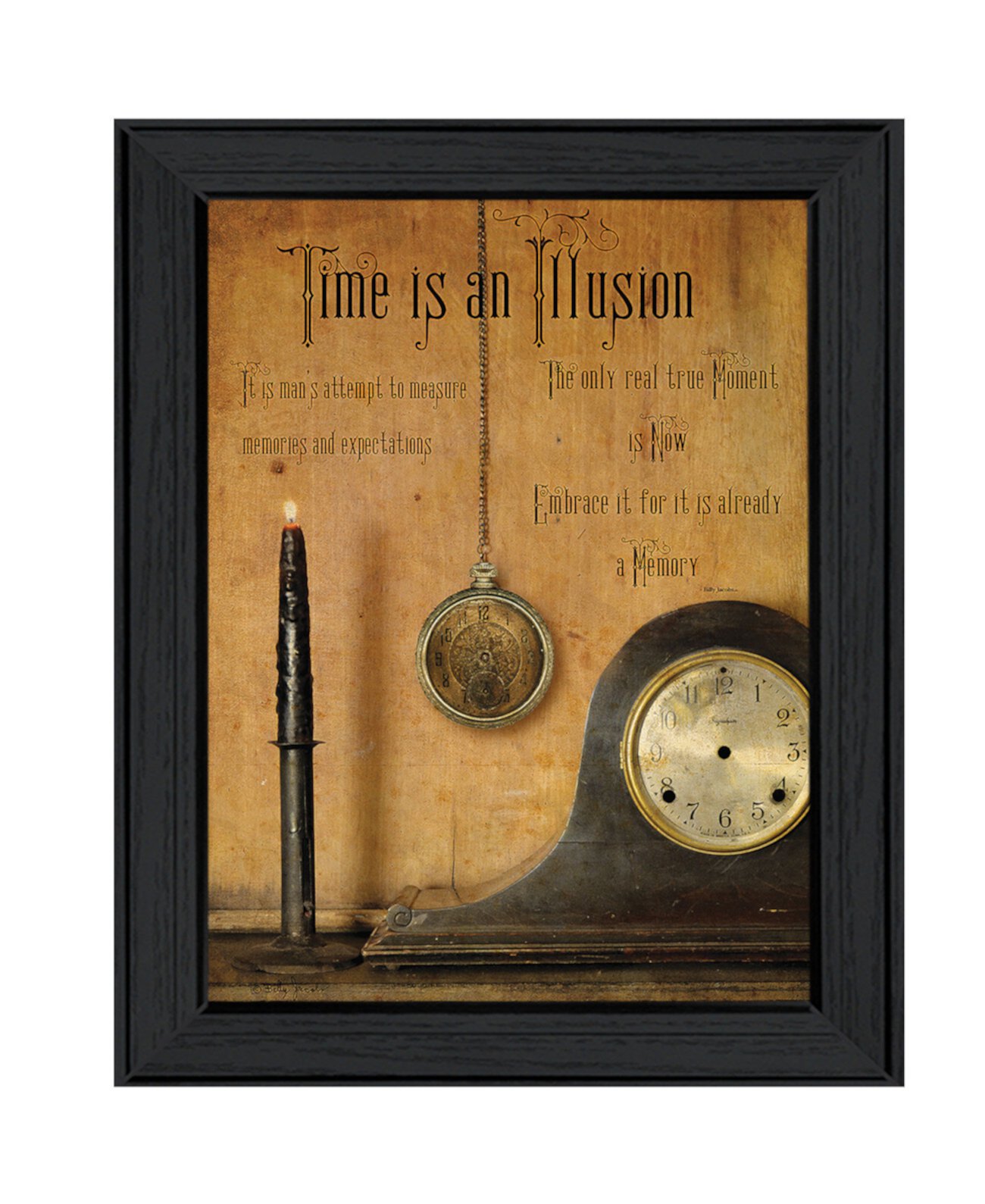 Время - иллюзия Билли Джейкобса, настенное искусство с принтом, готово к развешиванию, черная рамка, 19 "x 15" Trendy Décor 4U