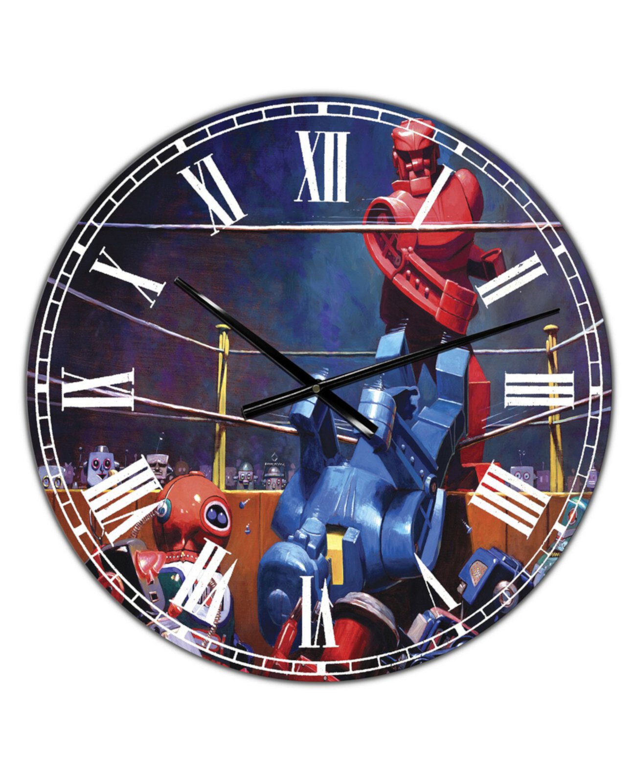 Большие современные настенные часы с роботом-боксом - 36 дюймов x 28 дюймов x 1 дюйм Designart