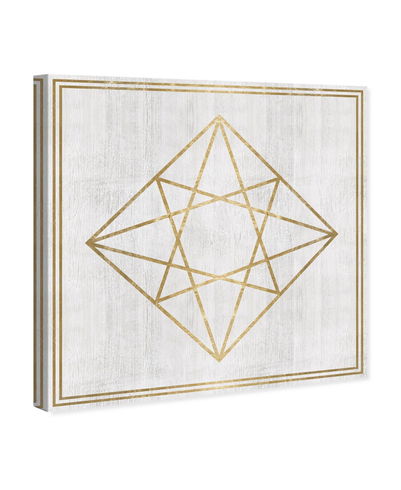 Whitewash Wood Geometric Diamond Canvas Art, 36" x 36" Oliver Gal