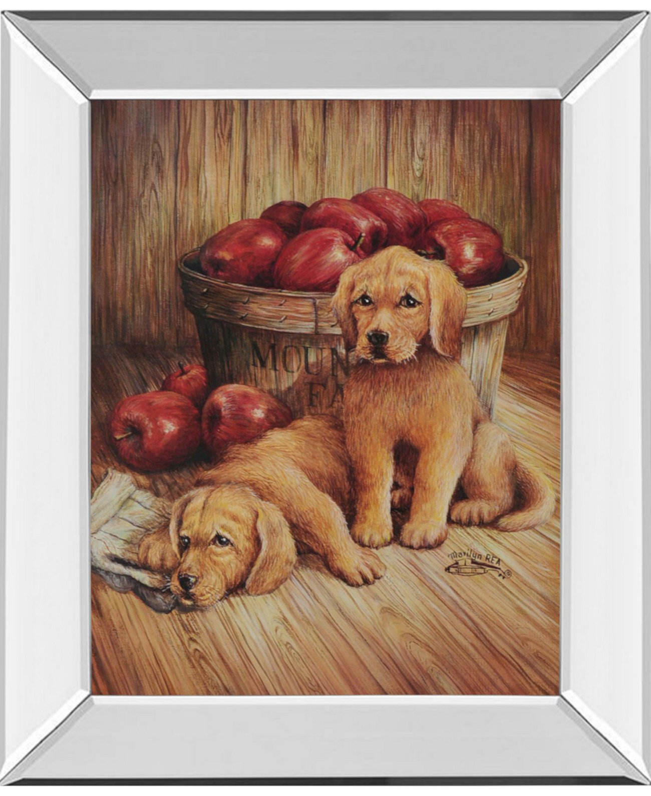 Настенное искусство с принтом в зеркальной раме Yellow Labs - 22 "x 26" Classy Art