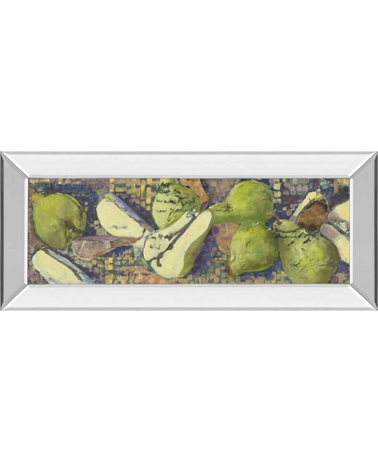 Игристые груши I от Сильвии Рутледж. Настенное искусство в зеркальной раме - 18 "x 42" Classy Art