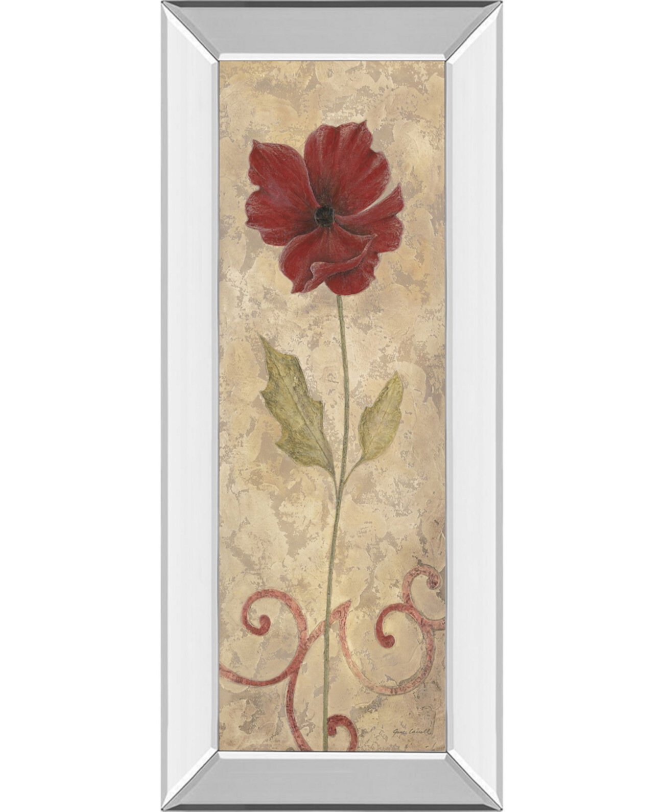Картина на стене с зеркальным принтом "Красный цветок II" - 18 "x 42" Classy Art