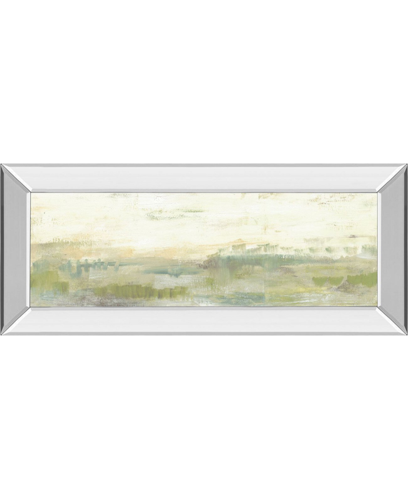Greenery Horizon Line I от Дженнифер Голдбергер Стены с принтом в зеркальной раме - 18 "x 42" Classy Art