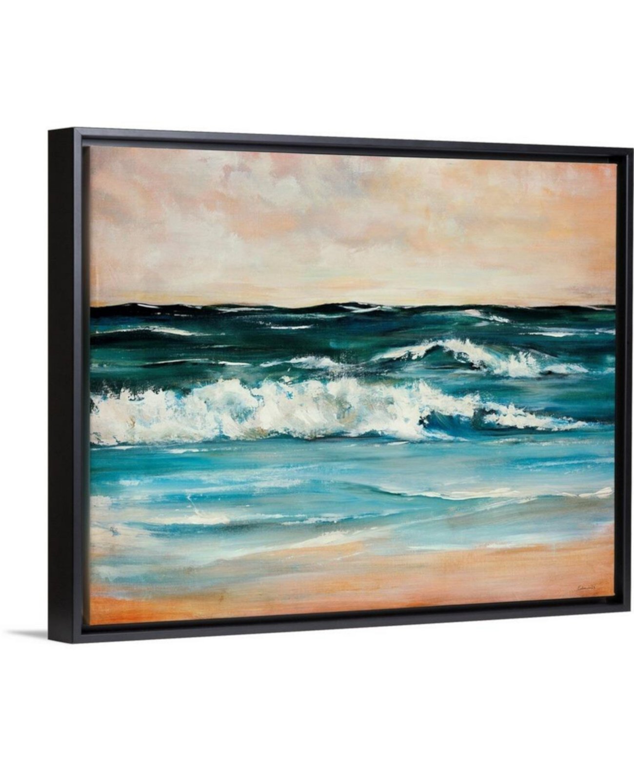 Картина из холста 51 см x 41 см "Ocean Light II", черная рамка, ручная работа GreatBigCanvas