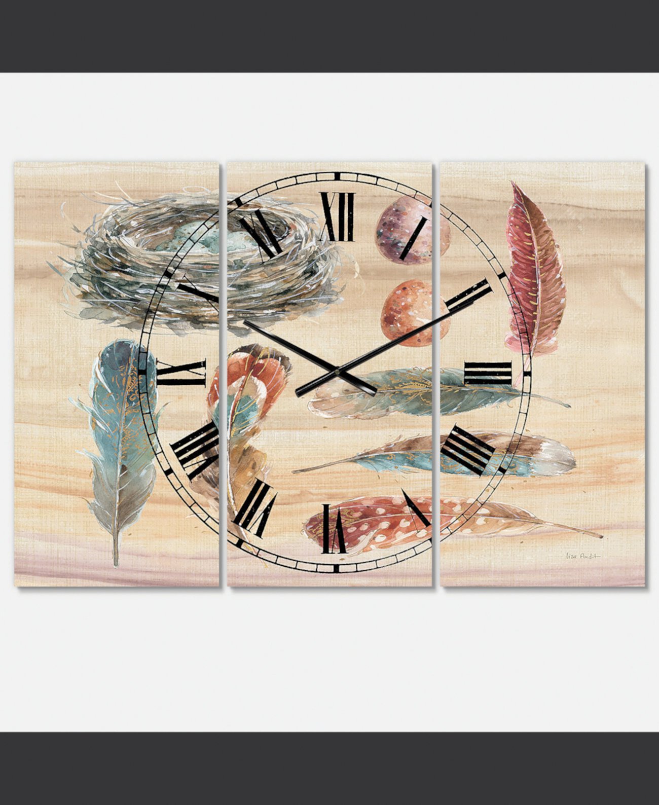 Металлические настенные часы из 3 панелей Farmhouse Designart