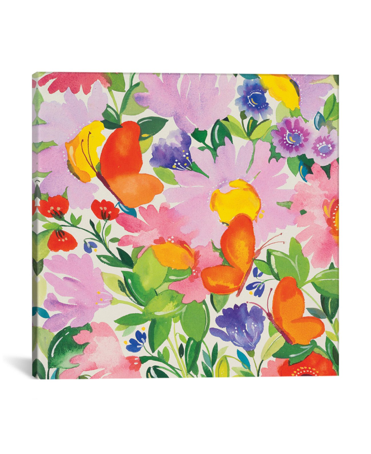 Картина на холсте «Бабочки и эхинацея» Ким Паркер, завернутая в галерею - 12 x 12 x 0,75 дюйма ICanvas