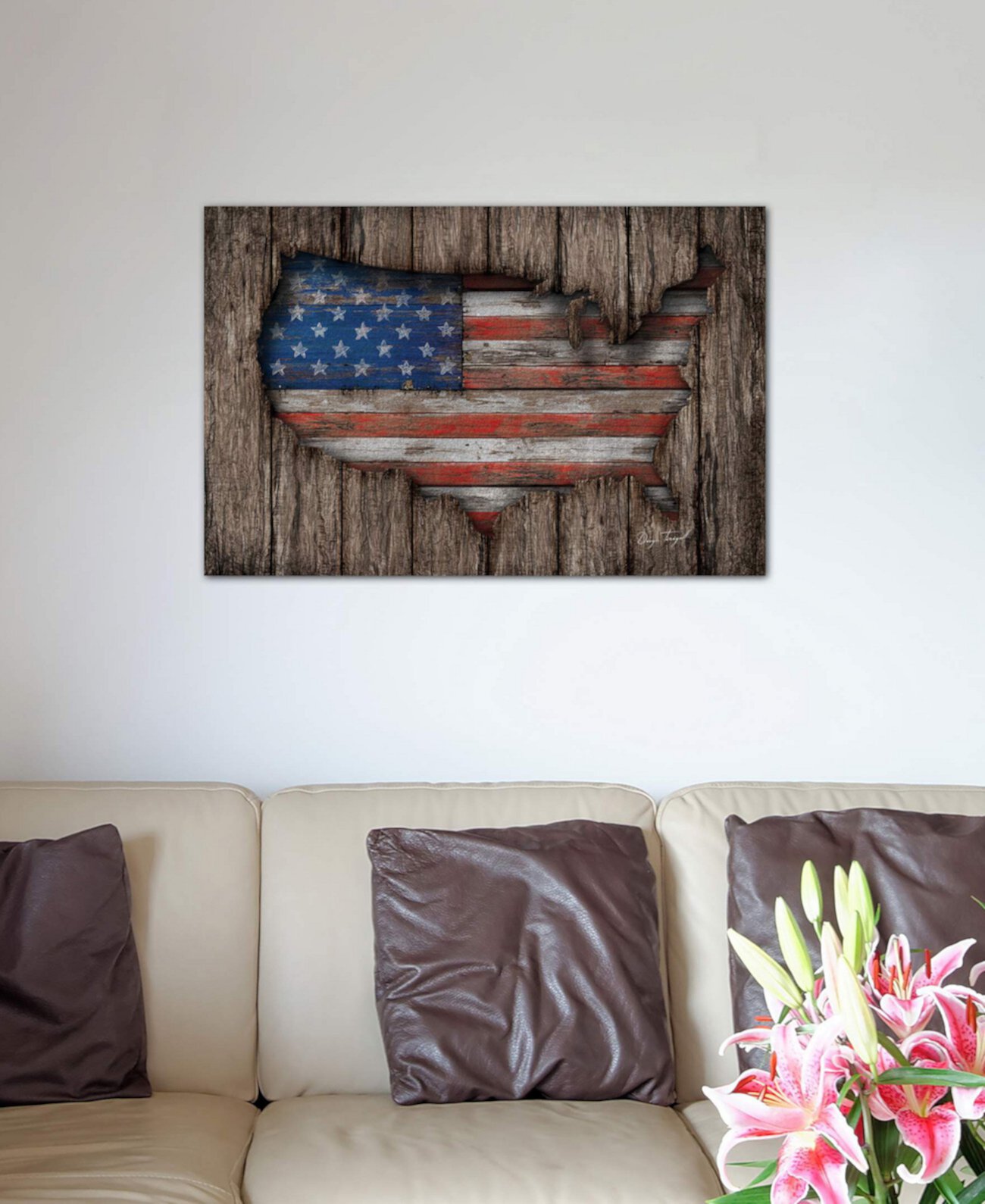 Картина "Американский деревянный флаг" Диего Тиригалла на холсте в упаковке (26 x 40 x 0,75) ICanvas